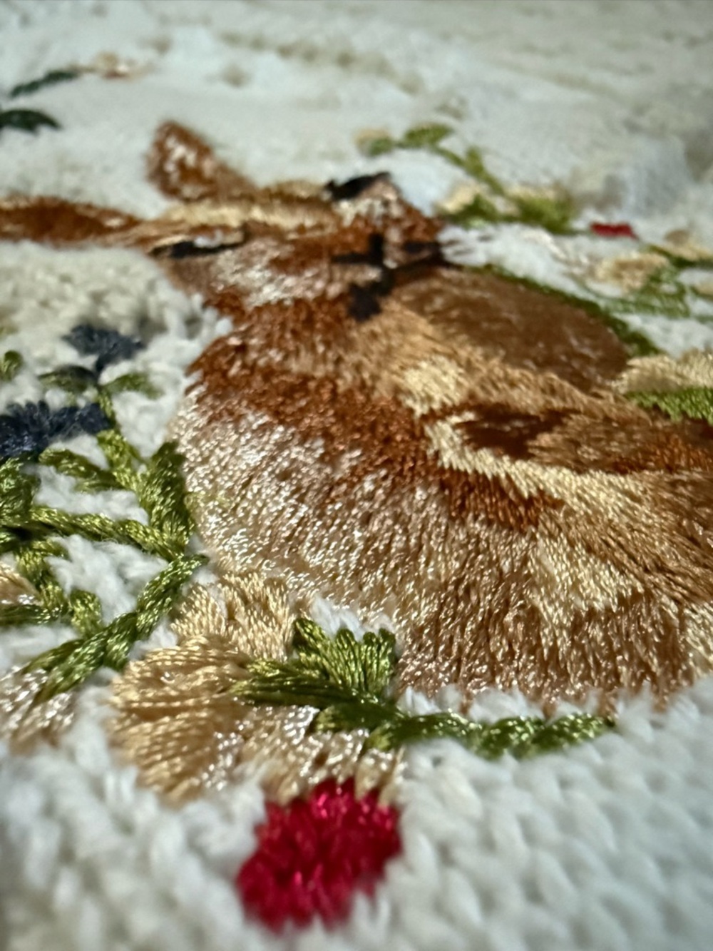 Cream Knit Crop Top with Bunny Embroidery - Picture 2 of 2